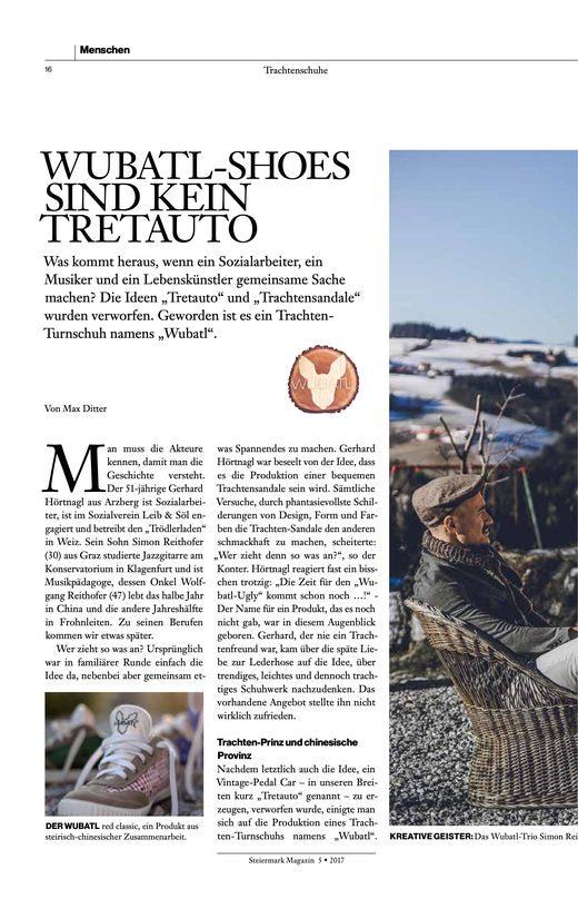Steiermark Magazin: Wubatl-Shoes sind kein Tretauto